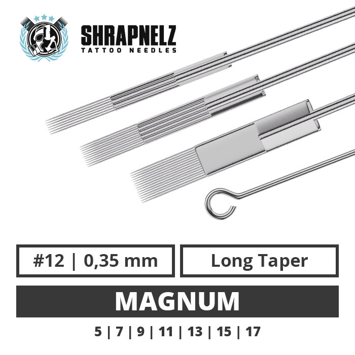 25 Stück Tattoonadeln 5er Magnum – Nadelstärke 0,35mm (#12) | Sterilisiert & Ultraschallgereinigt | Für Professionelles Tätowieren