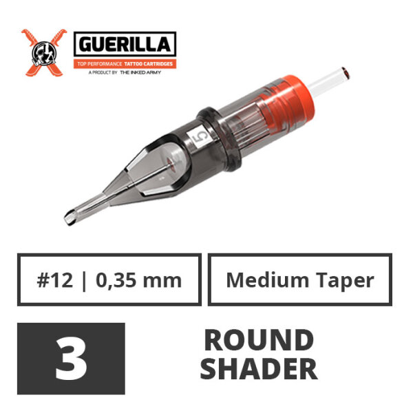 THE INKED ARMY - Guerilla Tattoo Cartridges - 3 Round Shader 0,35 mm MT - 20 Stk.