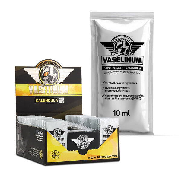 THE INKED ARMY - Vaselinum Calendula 10 ml saqueta - Cuidados posteriores às tatuagens - com extrato de calêndula