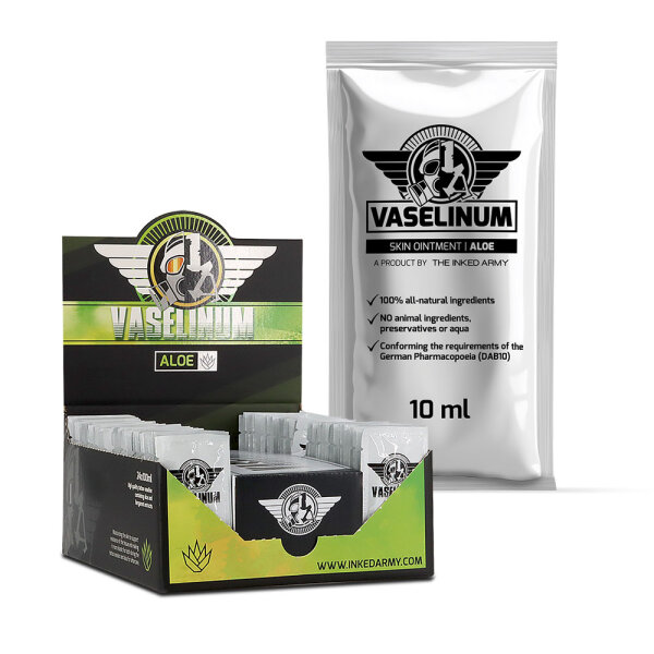 THE INKED ARMY - Vaselinum Aloe 10 ml saqueta - Cuidados posteriores às tatuagens - com extrato de Aloé Vera