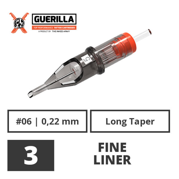 THE INKED ARMY - Guerilla Tattoo Nadelmodule - 3 Fine Liner 0,22 mm LT - 20 Stk.
