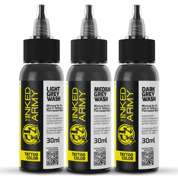 THE INKED ARMY - Tattoo Color - Grey Wash Set - 3 x 30 ml